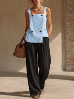 Minimalist Button Shirt And Wide-leg Pants Two-piece Set