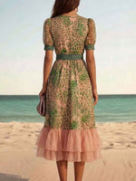 Women's Elegant Leopard-print Patchwork Dress