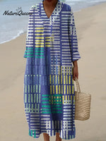 Women's Geometric Pattern Art Print Casual Cotton Knitted Dress