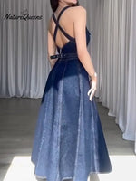 Women's Denim Vest And A-line Cotton Dress