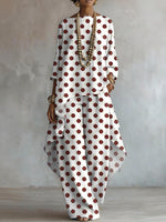 Elegant Artistic Polka Dots Print Two-piece Set