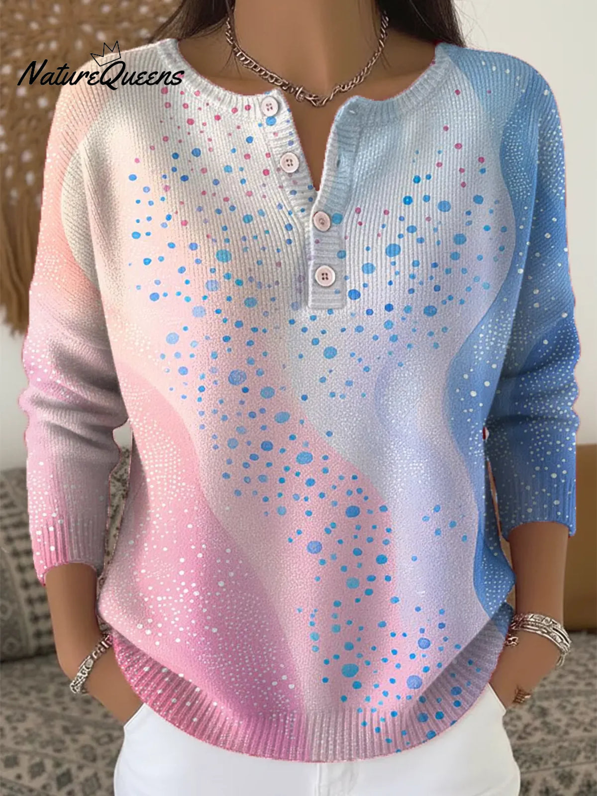 Women's Abstract Pattern Art Print Casual Cardigan Sweater