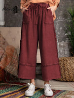 Women's Solid Color Elastic Waist Casual Loose Wide-leg Pants