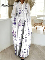 Women's Floral Pattern Art Print Casual Cotton Denim Dress