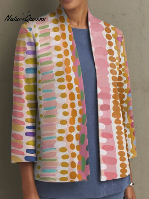 Women's Geometric Abstract Mosaic Color Pattern Art Print Casual Cotton Shirt