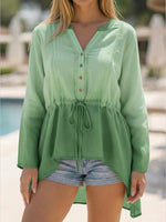 Casual Gradient Linen And Cotton Shirt