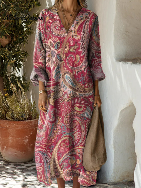 Women's Floral Art Print Casual Cotton Dress