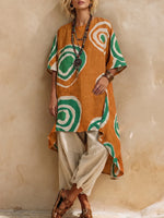 Artistic Print Cotton-linen Two-piece Set