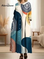 Women's Abstract Pattern Art Print Casual Cotton Dress