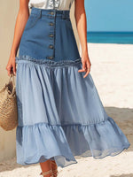 Women's Casual Stylish Elegant Denim Patchwork Skirt