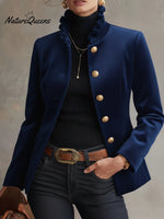 Women's Vintage Velvet Gold Button Jacket