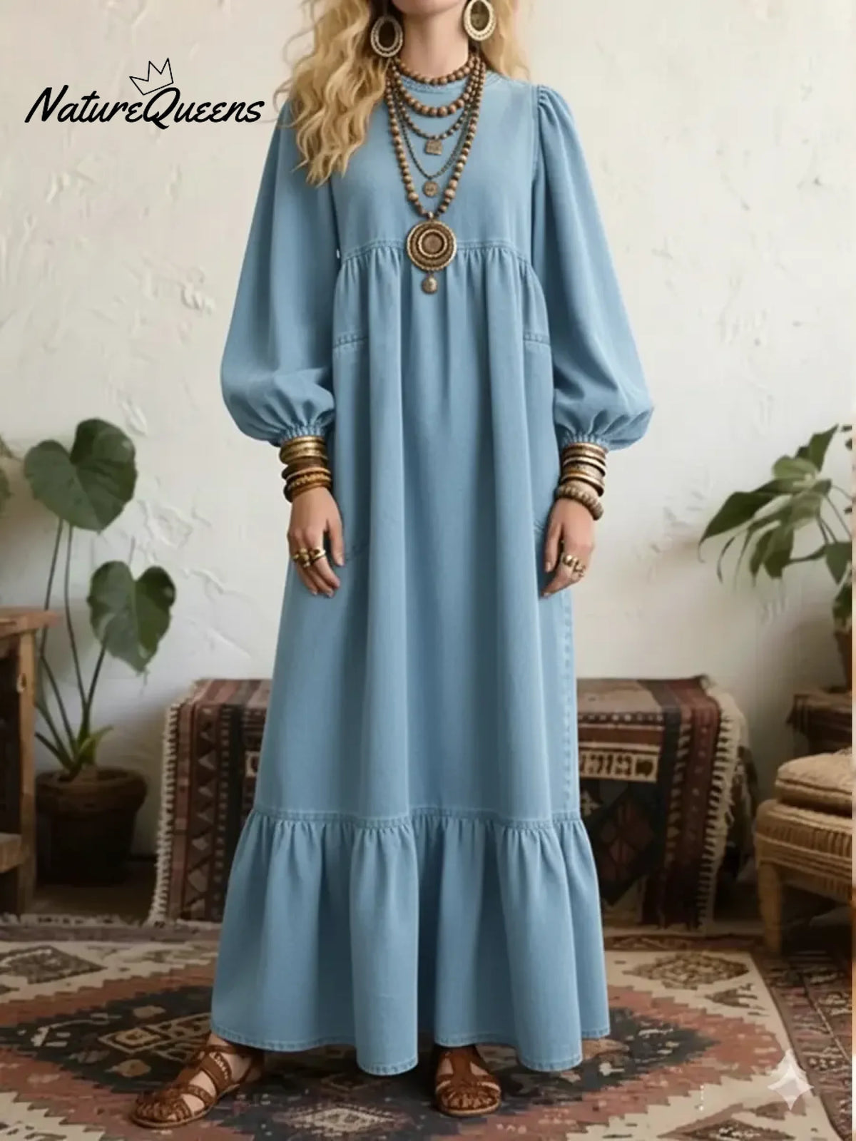 Women's Loose And Comfortable Tencel Denim Maxi Dress