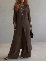 Casual Long Top And Pants Two-piece Set