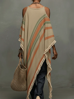 Colorful Printed Fringed Hem Top Blouse