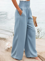 Cozy Wide-waisted Denim Wide-leg Pants