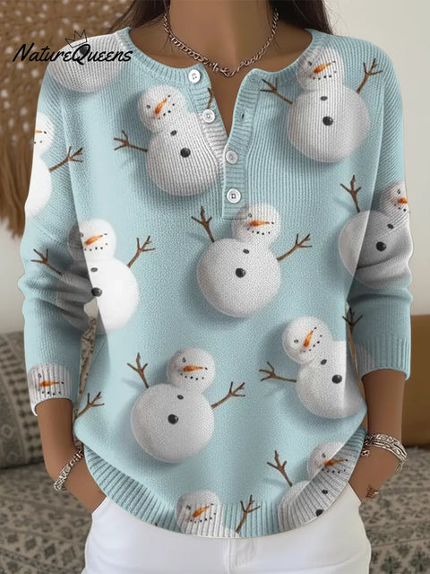 Women's Cute Snowman Casual Printed Sweater