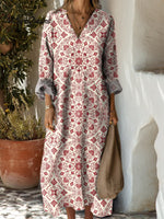 Women's Floral Art Print Casual Cotton Dress