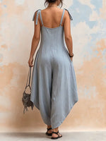 Casual Linen And Cotton Strappy Jumpsuit