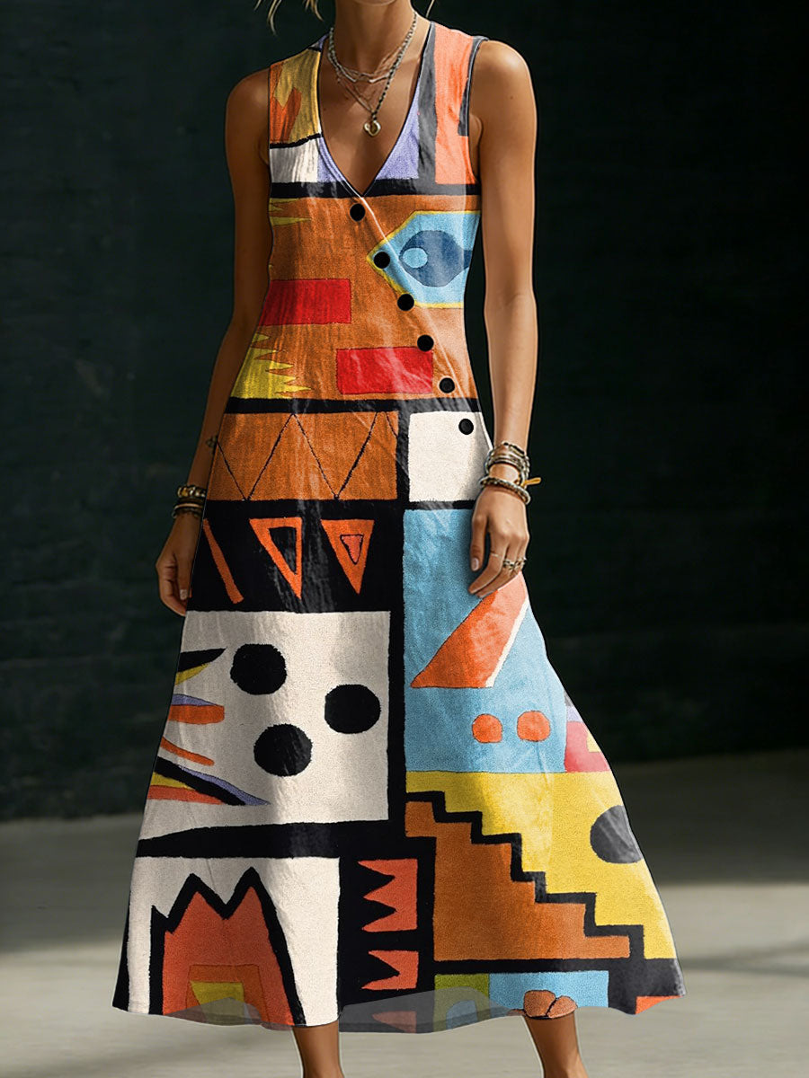 Women's Flowers Casual Print Button-up Maxi Dress