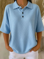 Casual Cozy Polo Collar Waffle Shirt