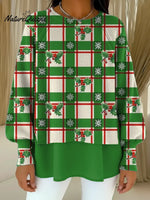 Women's Vintage ChristmasArt Print Casual Knitted Sweater