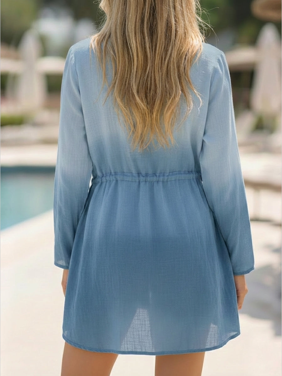 Casual Gradient Linen And Cotton Shirt