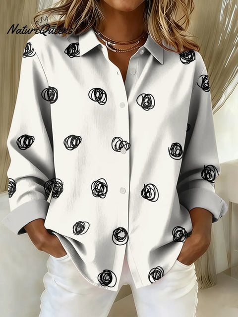 Women's Abstract Pattern Art Print Casual Cotton Shirt