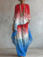 Elegant Gradient Paisley Print Two-piece Set