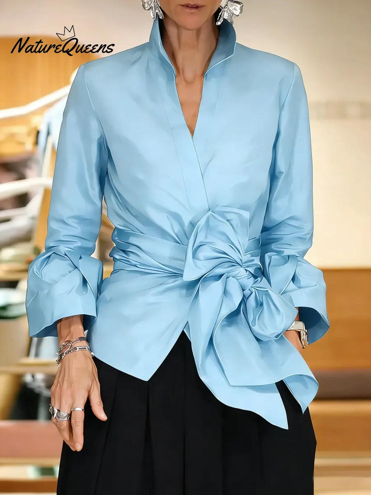 Women's Solid Color Stand-collar Long-sleeved Casual Loose-fitting Cotton And Linen Cardigan Top.