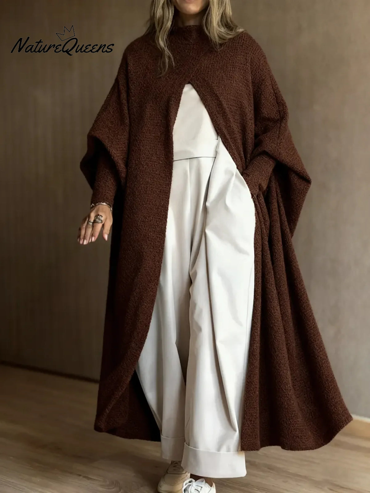 Women's Loose-fitting Knit Dress With Front Center Slit