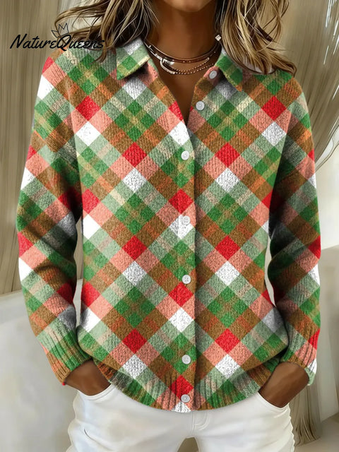 Women's Christmas Printed Collared Sweater
