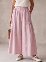 Women's Vintage-style Pleated Cotton-linen Wide-leg Trousers