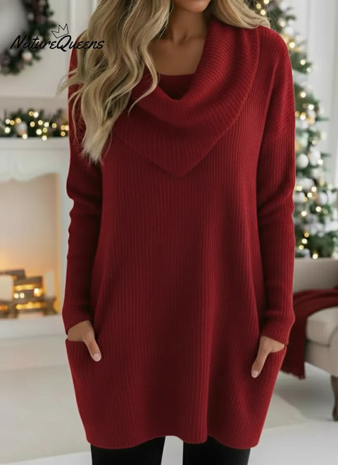 Cozy Retro Triangle Cowl Collar Knitted Sweater