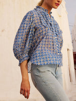 Women's Floral Ruffled Art Casual Stylish Cotton Linen Shirt