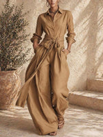 Women's Solid Color Art Comfortable Casual Top And Pants Cotton Linen Two-piece Set