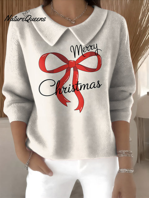 Bowknot Merry Christmas decorative pattern Casual Sweater