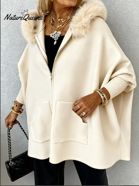 Women's Fur Collar Loose Casual Cape Coat
