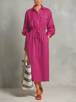 Linen And Cotton Dress With Drawstring Waist