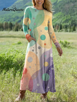 Women's Geometric Pattern Art Print Casual Cotton Dress