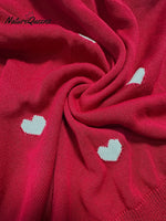 Women's Valentine's Day Heart Jacquard V-neck Long-sleeved Knit Sweater