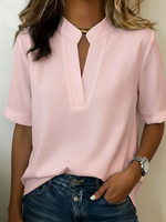 Minimalist Basic Loose Cotton And Linen Short-sleeved Shirt