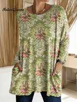 Women's Floral Pattern Art Print Casual Cotton T-shirt