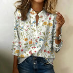 Women's Floral Print V-neck Cotton Top