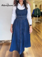 Women's Denim Vest And A-line Cotton Dress