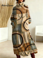 Women's Abstract Geometric Pattern Art Print Casual Cotton Knitted Dress