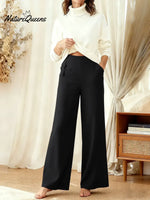 Women's Solid Color High-waisted Casual Loose Linen Wide-leg Pants