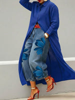 Women's Artistic Ink Print High Waist Stretch Casual Jeans