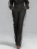 Casual And Cozy White-trimmed Straight-leg Jeans