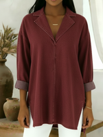 Casual And Cozy Collared Denim Cotton Top