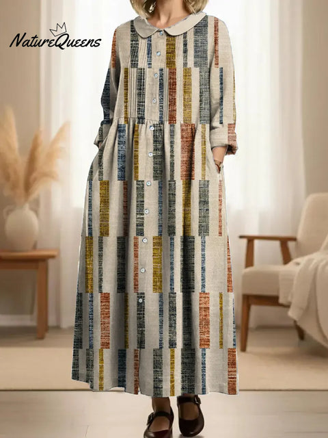 Women's Geometric Pattern Art Print Casual Cotton Dress